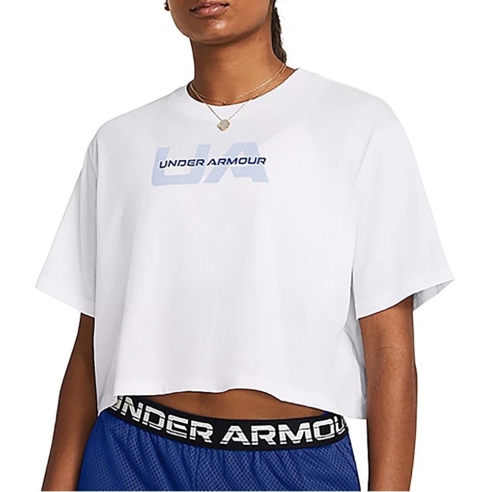 Under Armour Women's White Cropped Logo Tee NWT